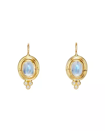 Temple St. Clair 18K Yellow Gold Small Classic Oval Earrings with Blue Moonstone & Diamonds | Bloomingdale's