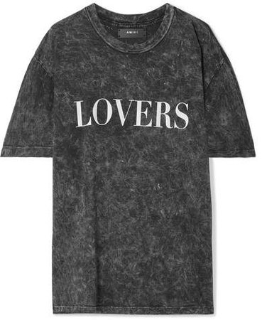 Lovers Oversized Printed Acid-wash Cotton-jersey T-shirt - Black