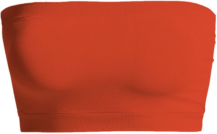 TheMogan Women's Seamless Bandeau Bra Top Stretch Tube Bralette Neon Orange ONE Size at Amazon Women’s Clothing store