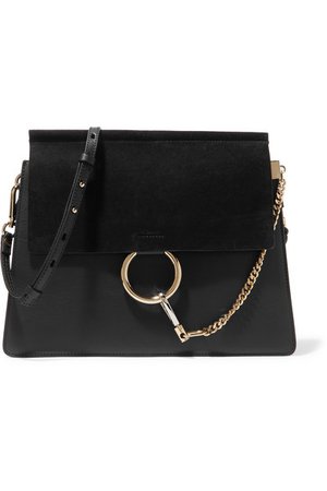 Chloé | Faye medium leather and suede shoulder bag | NET-A-PORTER.COM