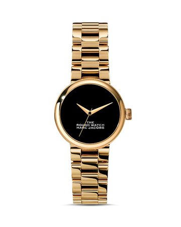 Marc Jacobs The Round Watch, 32mm In Black/gold | ModeSens