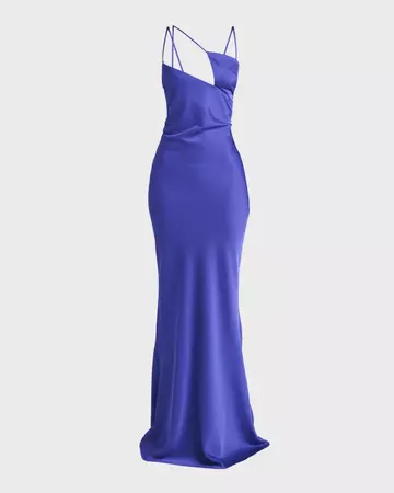 The Attico Melva Asymmetric Satin Gown | Neiman Marcus