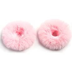 Amazon.com : 2pcs Pack Furry Faux Rabbit Fur Hair Scrunchies Artificial Fur Hair Bobbles Elastic Hair Band Rope Wristband Ponytail Accessories Light Pink : Beauty