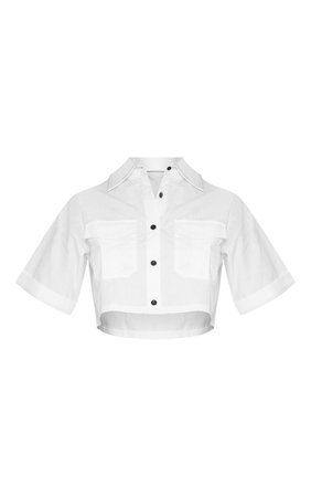 White Boxy Pocket Shirt | Tops | PrettyLittleThing