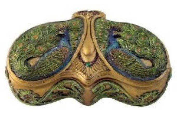 antique peacock jewelry box