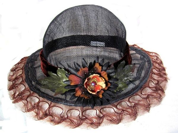Black Brown Summer Hat Antique Lace Hat Race Day Fedora | Etsy