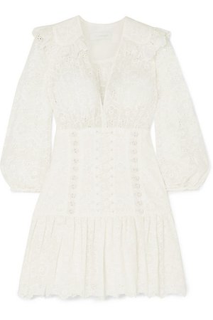 Zimmermann | Honour lace-up broderie anglaise cotton mini dress | NET-A-PORTER.COM