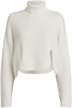 White cropped rubbed turtleneck