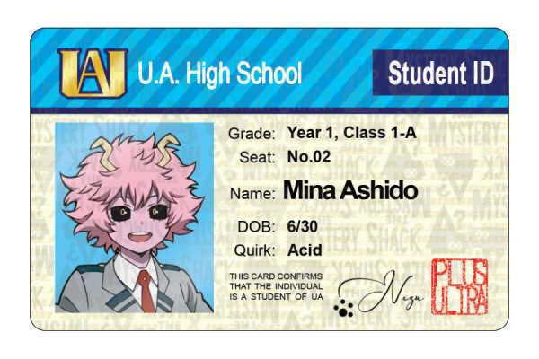 1-A - UA Student IDs - My Hero Academia - TheMysteryShack