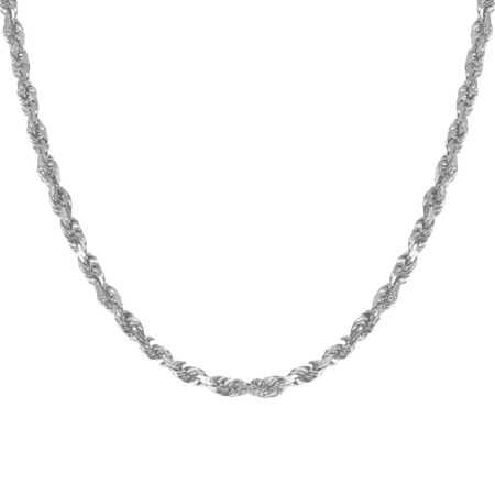 White Gold Diamond Cut Solid Rope Chain 3mm