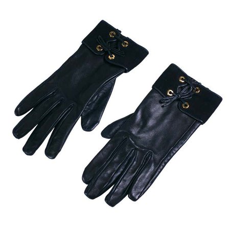 Hermes Black Calf and Suede Gloves For Sale at 1stDibs