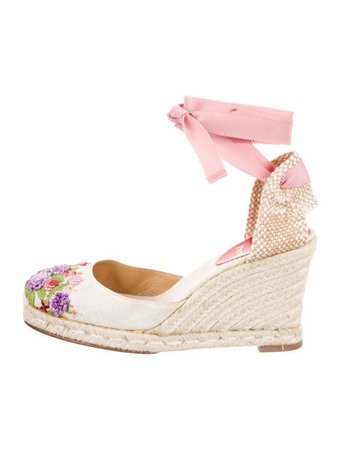 Christian Louboutin Woven Floral-Embroidered Espadrilles - Shoes - CHT122631 | The RealReal