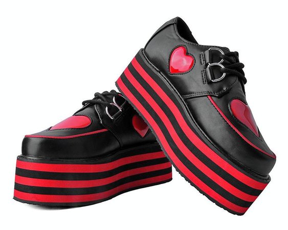 *clipped by @luci-her* Black & Red Heart Platform Creeper Shoe