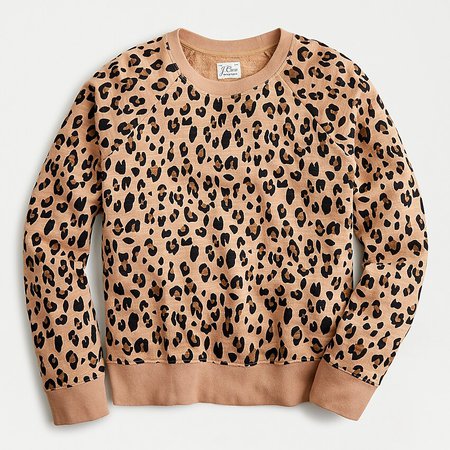 J.Crew: Vintage Cotton Terry Crewneck Sweatshirt In Leopard