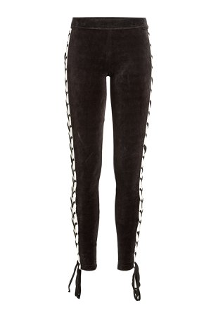 Stretch Velour Leggings with Lace-Up Sides Gr. L
