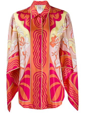 Emilio Pucci Printed Draped Sleeves Blouse Ss20 | Farfetch.com