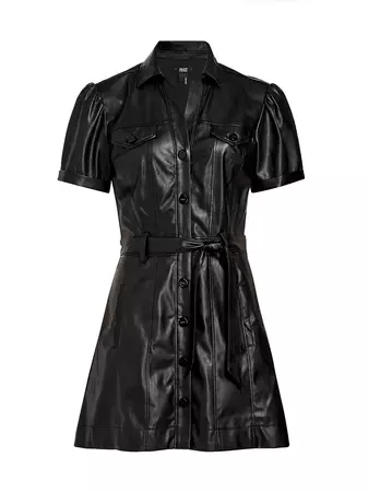 Shop Paige Amina Belted Faux Leather Minidress | Saks Fifth Avenue