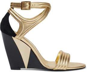 Metropolis Metallic Leather And Suede Wedge Sandals