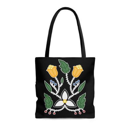 Ojibwe Floral Trillium Design Ployester Tote Bag | Etsy