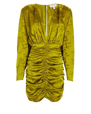 Ronny Kobo Michelle Ruched Satin Jacquard Mini Dress | INTERMIX®