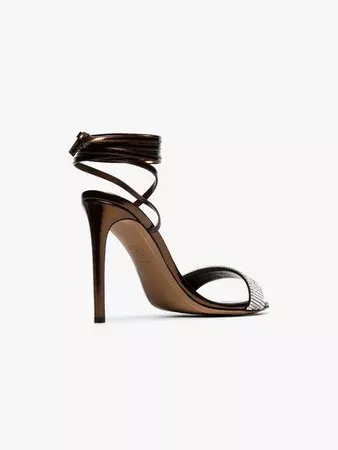 Alexandre Vauthier bronze Kim 100 crystal embellished leather sandals | Browns