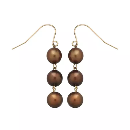 14k Gold Dyed Freshwater Cultured Pearl Drop Earrings
