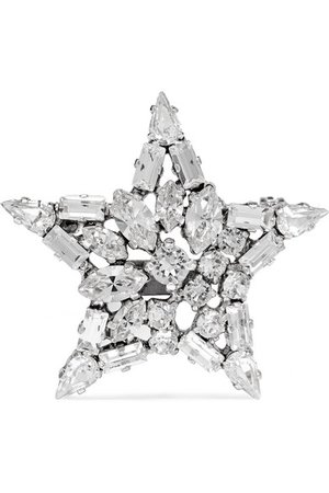 Saint Laurent | Silver-tone crystal brooch | NET-A-PORTER.COM