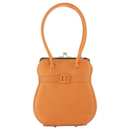 ANYA HINDMARCH Vintage orange silk decorative buckle strap dual loop clasp purse For Sale at 1stDibs