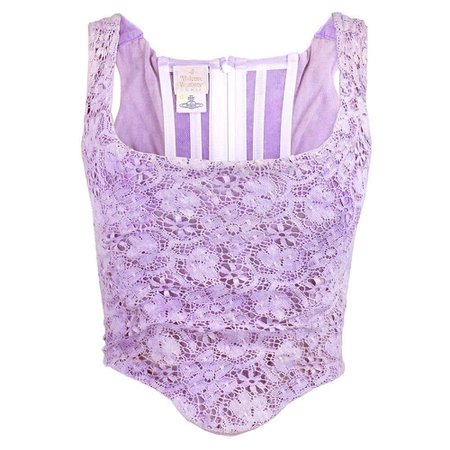 Vivienne Westwood 90s Lilac Lace Bustier at 1stDibs