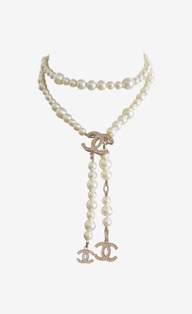 chanel pearls necklace pearl white