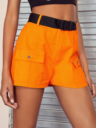 Flap Pocket Belted Cargo Shorts | SHEIN