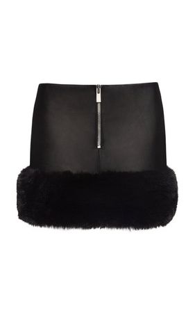 Fur-Trimmed Leather Mini Skirt By Magda Butrym | Moda Operandi