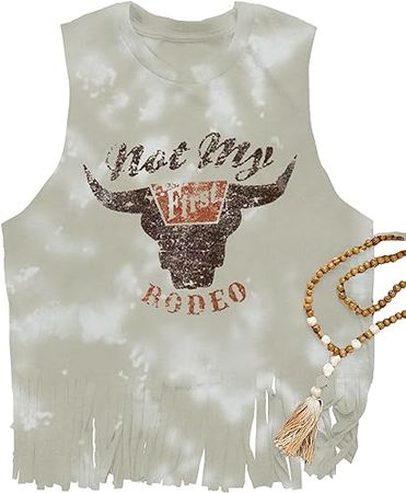 Not My First Rodeo Tank Women Rodeo Shirt Country Cowboy Western T Shirts Sleeveless V Neck Ring Hole Tank Tops at Amazon Women’s Clothing store