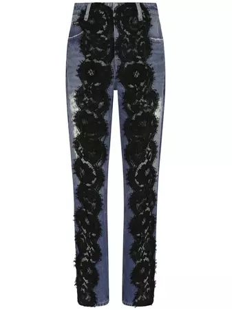 Dolce & Gabbana lace-appliqué straight-leg jeans