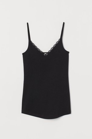 Lace-trimmed Camisole Top - Black - Ladies | H&M US