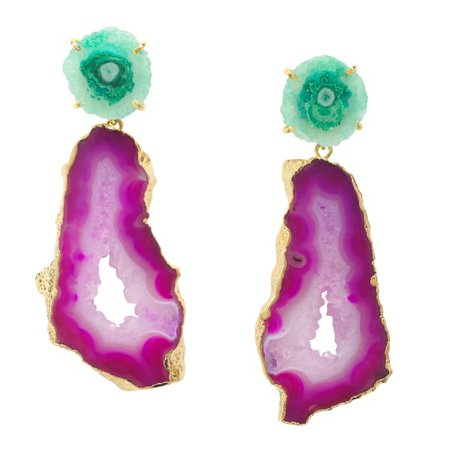Purple Green Gemstone 'Summer Love' Gold Statement Earrings | YAA YAA LONDON | Wolf & Badger