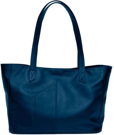 Holly & Tanager Commuter Leather Tote Bag In Navy