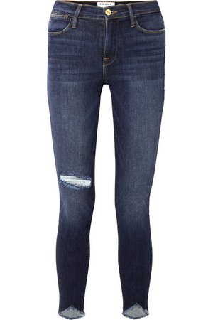 FRAME | Le High Skinny Sweetheart distressed high-rise jeans | NET-A-PORTER.COM