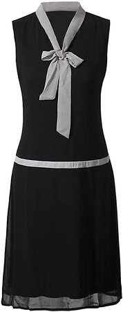 Amazon.com: VIJIV Womens 1920s Midi Flapper Dress V Neck Grey Bow Roaring 20s Great Gatsby Dress: Clothing