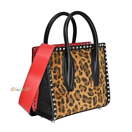 *clipped by @luci-her* Christian Louboutin Mini Paloma Print Spike Leopard/ Black/ Silver Leather & Leather Satchel - Tradesy
