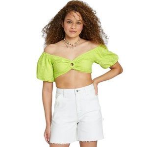 wild fable | Tops | Wild Fable Size Xl Lime Green Puff Short Sleeve Sweetheart Neck Tiny Top Nwt | Poshmark