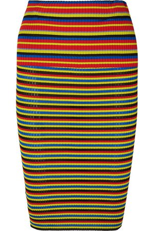 Versace | Striped ribbed-knit pencil skirt | NET-A-PORTER.COM