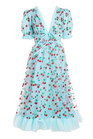 blue cherry maxi dress