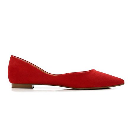 Amazon.com | ComeShun Womens Red Sexy Pointed Toe Flats Classic Slip On Pumps Suede Shoes Size 7 | Flats