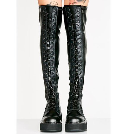 Demonia Hellraiser Lace-Up Boots