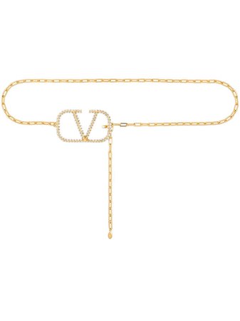 Shop Valentino Garavani crystal-embellished Vlogo chain belt with Express Delivery - FARFETCH