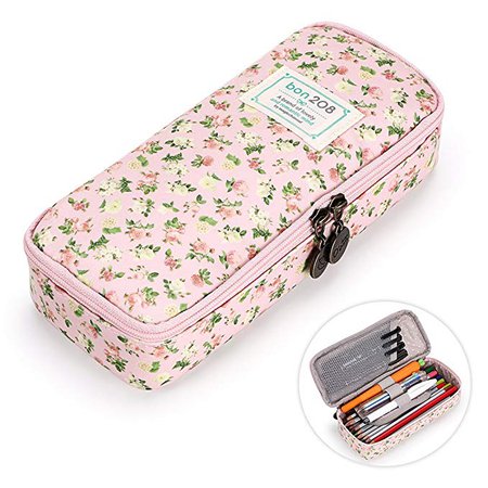 Amazon.com: BTSKY Cute Pencil Case - High Capacity Floral Pencil Pouch Stationery Organizer Multifunction Cosmetic Makeup Bag, Perfect Holder for Pencils and Pens (Pink): Gateway