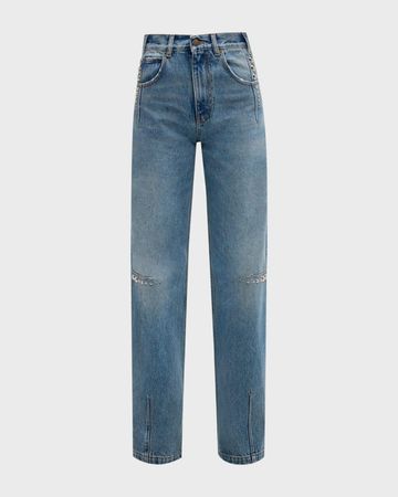 DARKPARK Lu Studded Straight Fitted Jeans | Neiman Marcus