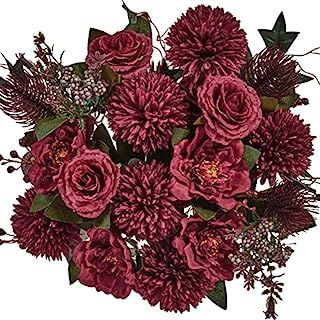 Amazon.com: Duovlo Fake Flowers Vintage Artificial Peony Silk Flowers Wedding Home Decoration,Pack of 1 (New Red) : Home & Kitchen