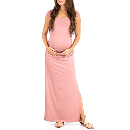 Women's Shortsleeve Ruched Bodycon Maternity Dress with Side Slits - Made in USA at Amazon Women’s Clothing store: